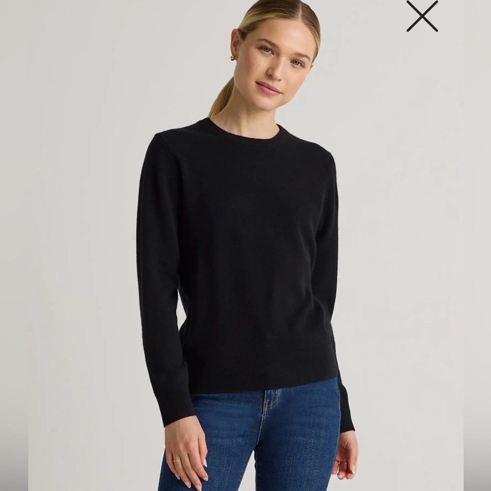 Quince Black Cashmere Neck Sweater